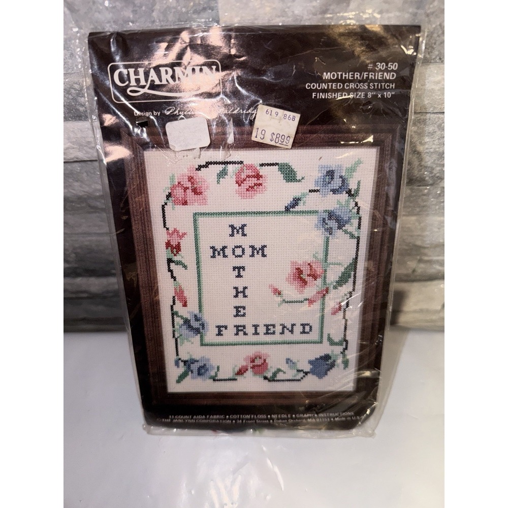 Vintage NIP Charmin Brand Mother Friend Counted Cross Stitch Kit